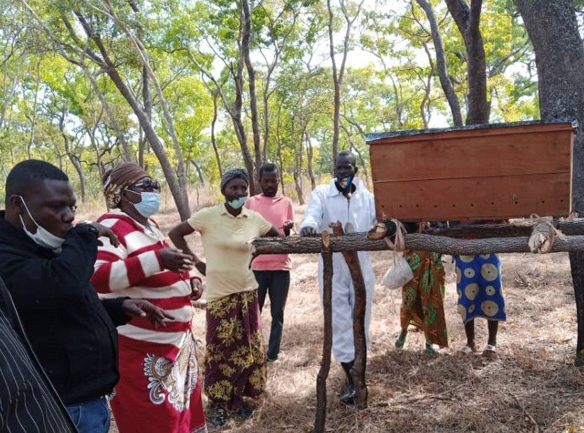 Handing over beekeeping equipment to the community